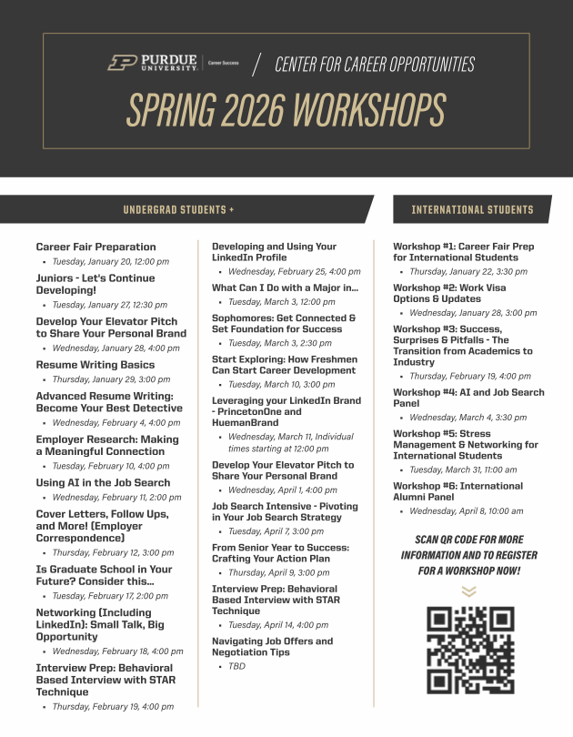 Spring 2026 Workshops – PurdueME.com